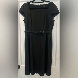 Alex Marie Classic Cap Sleeve Square Neck Belted Black Dress Size 12